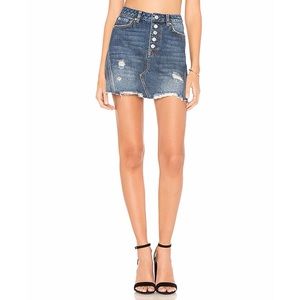Like New Free People Denim A-Line Mini Skirt in Dark Denim